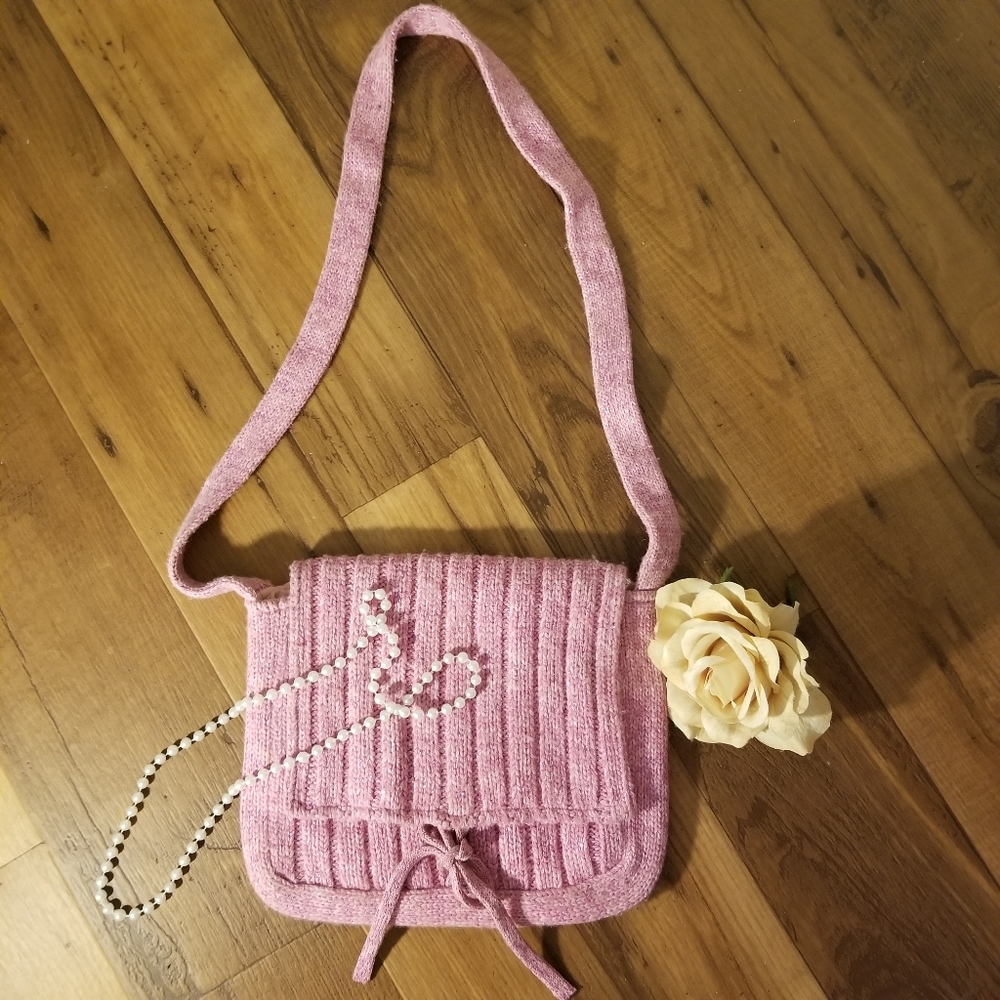 Pink Sweater Crossbody Purse